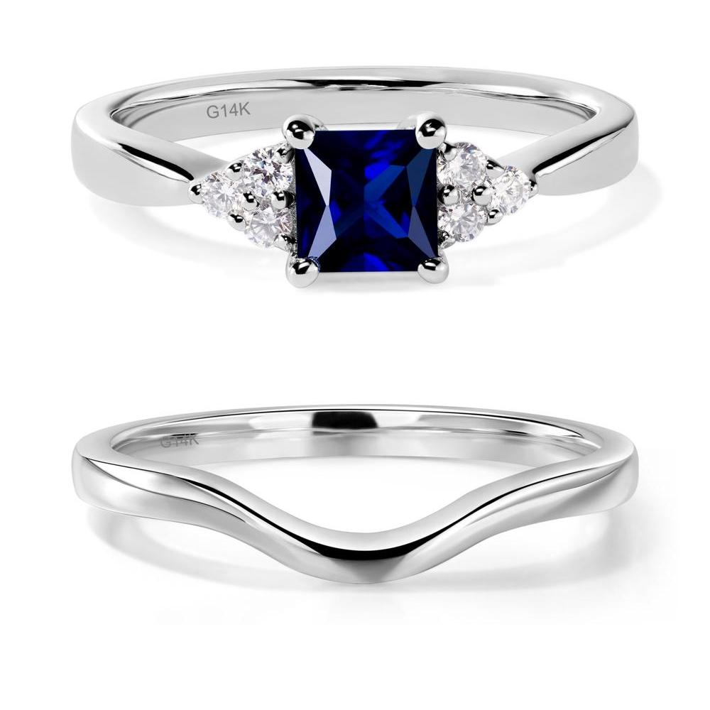 Princess Cut Sapphire Petite Ring - LUO Jewelry #metal_14k white gold