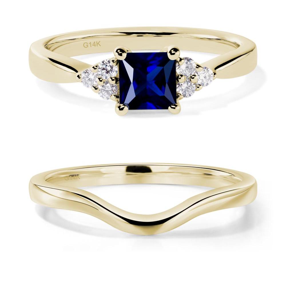 Princess Cut Sapphire Petite Ring - LUO Jewelry #metal_14k yellow gold