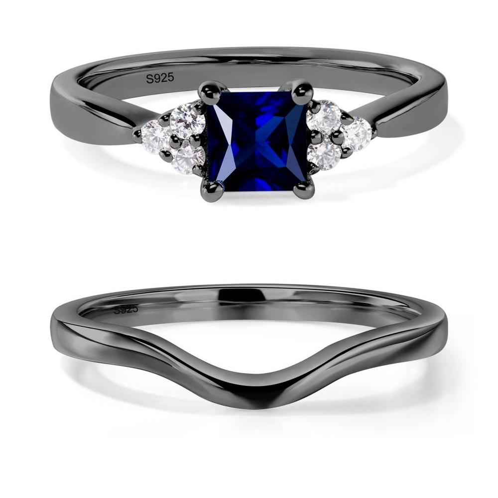 Princess Cut Sapphire Petite Ring - LUO Jewelry #metal_black finish sterling silver