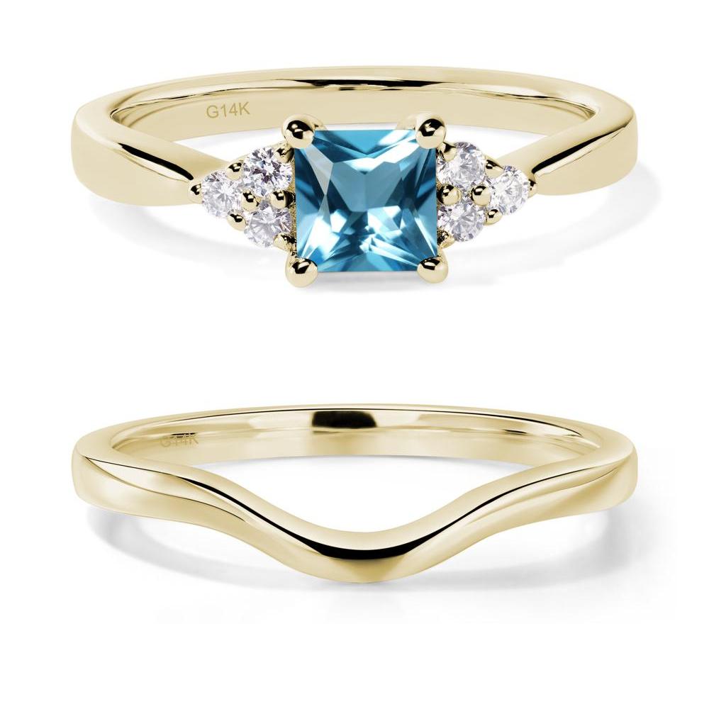 Princess Cut Swiss Blue Topaz Petite Ring - LUO Jewelry #metal_14k yellow gold