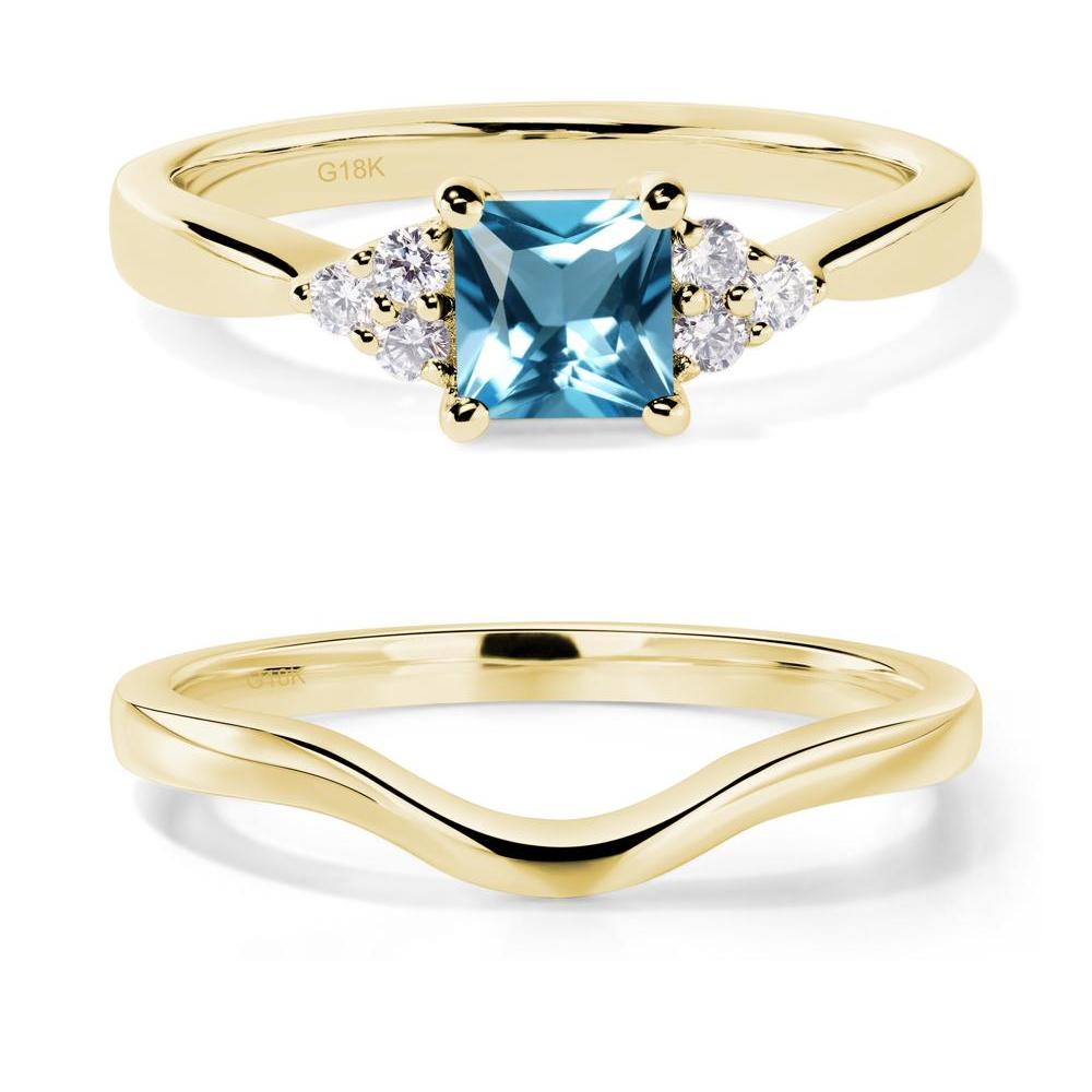 Princess Cut Swiss Blue Topaz Petite Ring - LUO Jewelry #metal_18k yellow gold