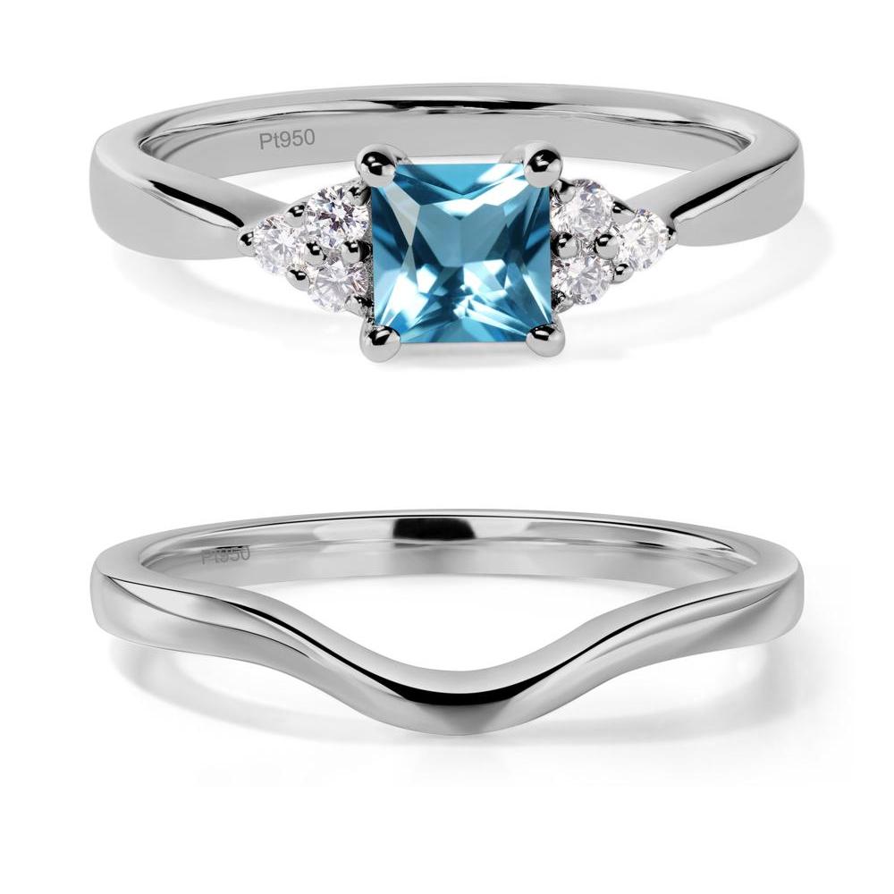 Princess Cut Swiss Blue Topaz Petite Ring - LUO Jewelry #metal_platinum