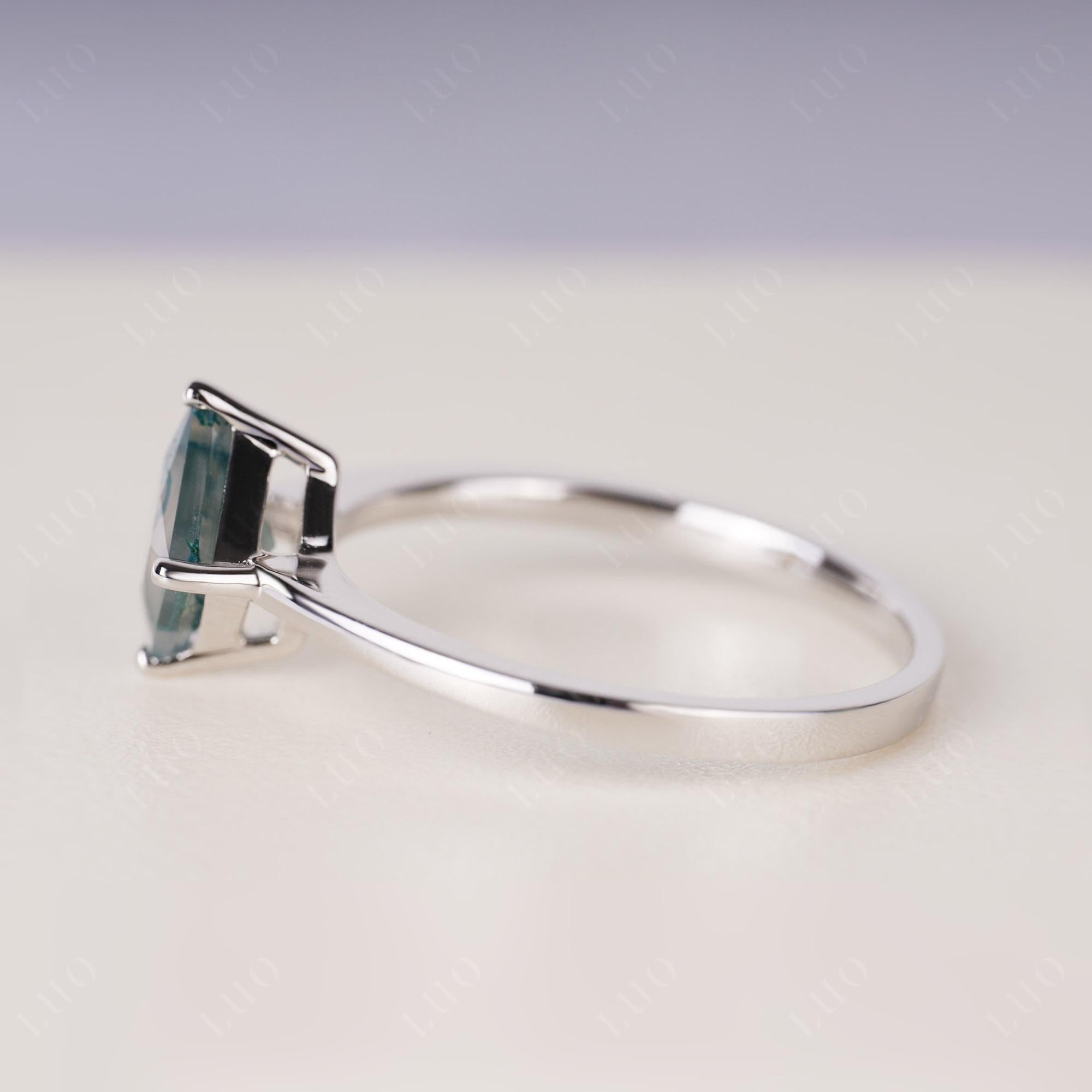 Moss Agate Kite Set Solitaire Ring | LUO Jewelry