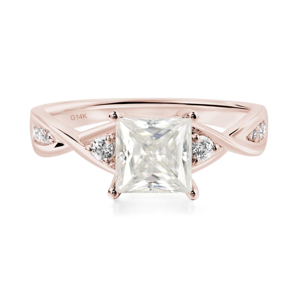 Princess Cut Moissanite Twist Ring - LUO Jewelry #metal_14k rose gold