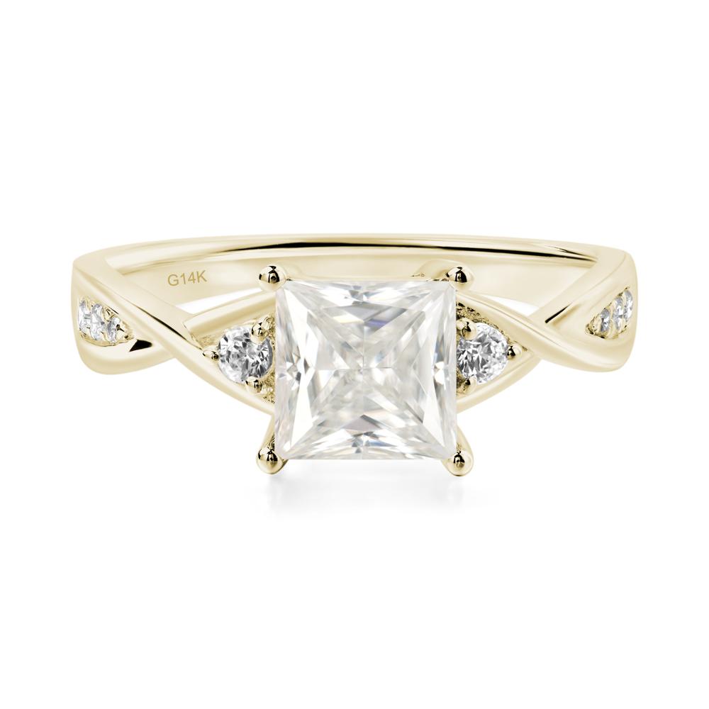 Princess Cut Moissanite Twist Ring - LUO Jewelry #metal_14k yellow gold