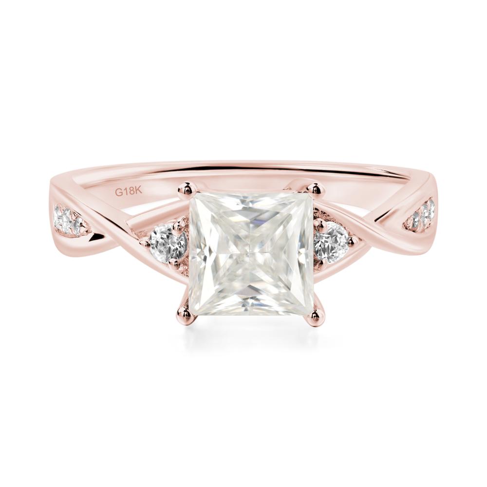 Princess Cut Moissanite Twist Ring - LUO Jewelry #metal_18k rose gold