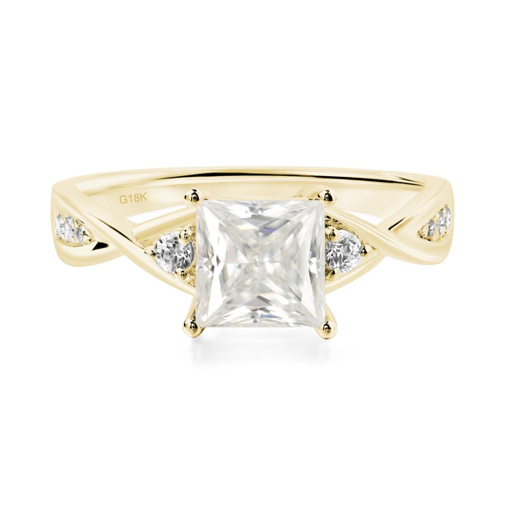 Princess Cut Moissanite Twist Ring - LUO Jewelry #metal_18k yellow gold