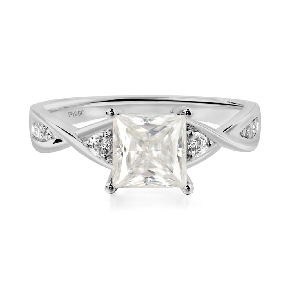 Princess Cut Moissanite Twist Ring - LUO Jewelry #metal_platinum