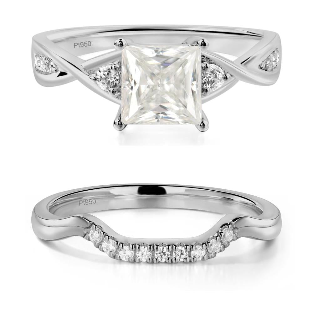 Princess Cut Moissanite Twist Ring - LUO Jewelry #metal_platinum