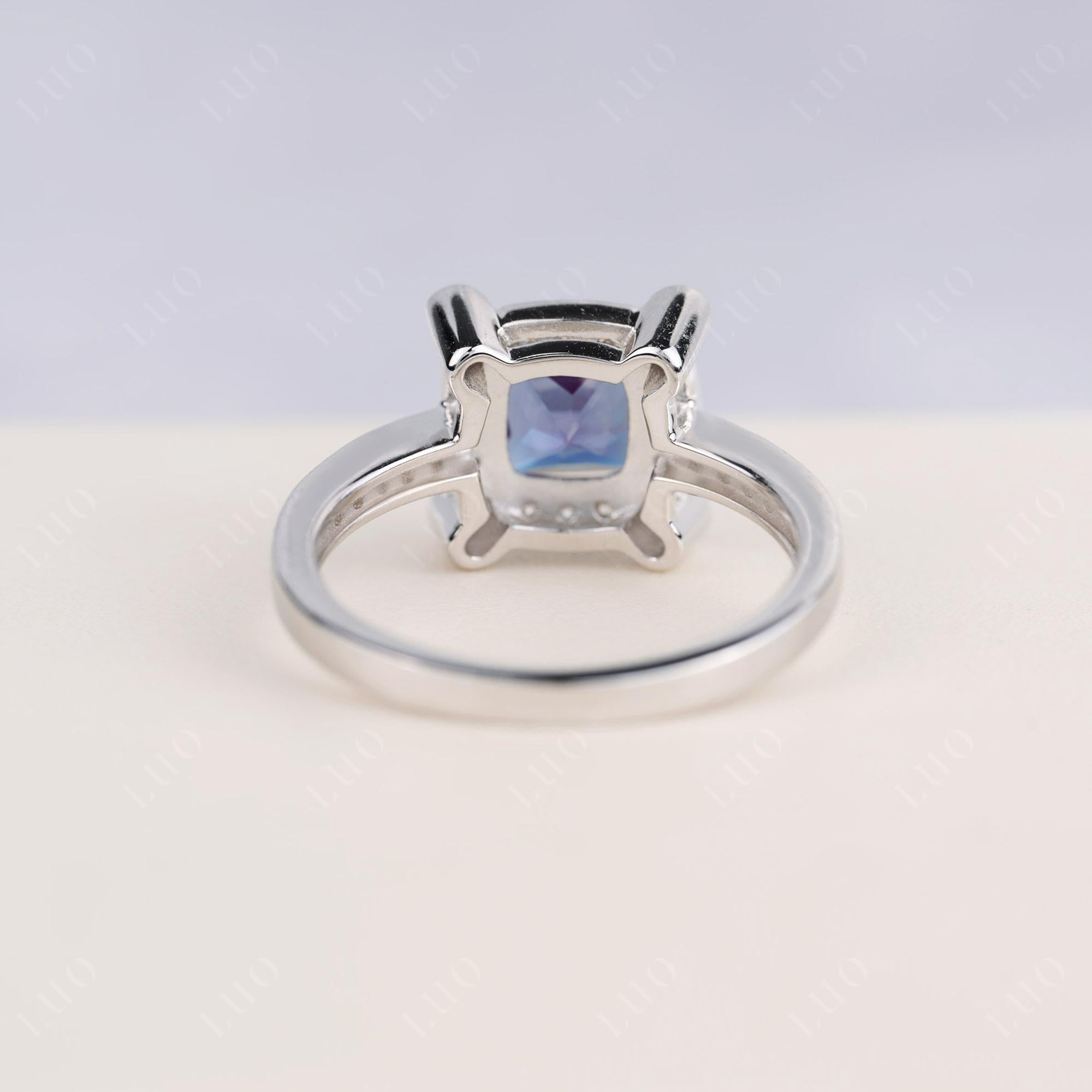 Princess Cut Alexandrite Halo Statement Ring - LUO Jewelry 