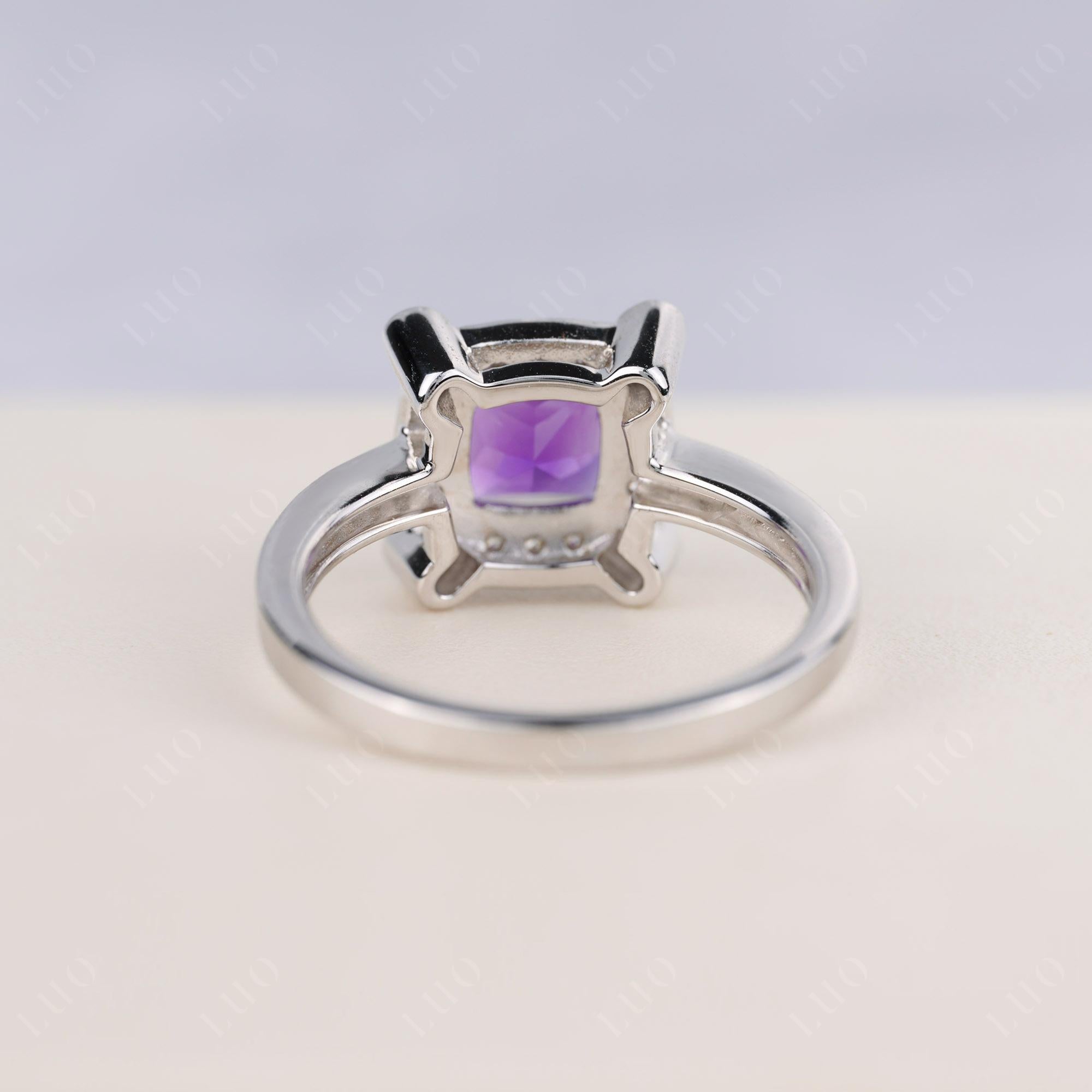 Princess Cut Amethyst Halo Statement Ring - LUO Jewelry 