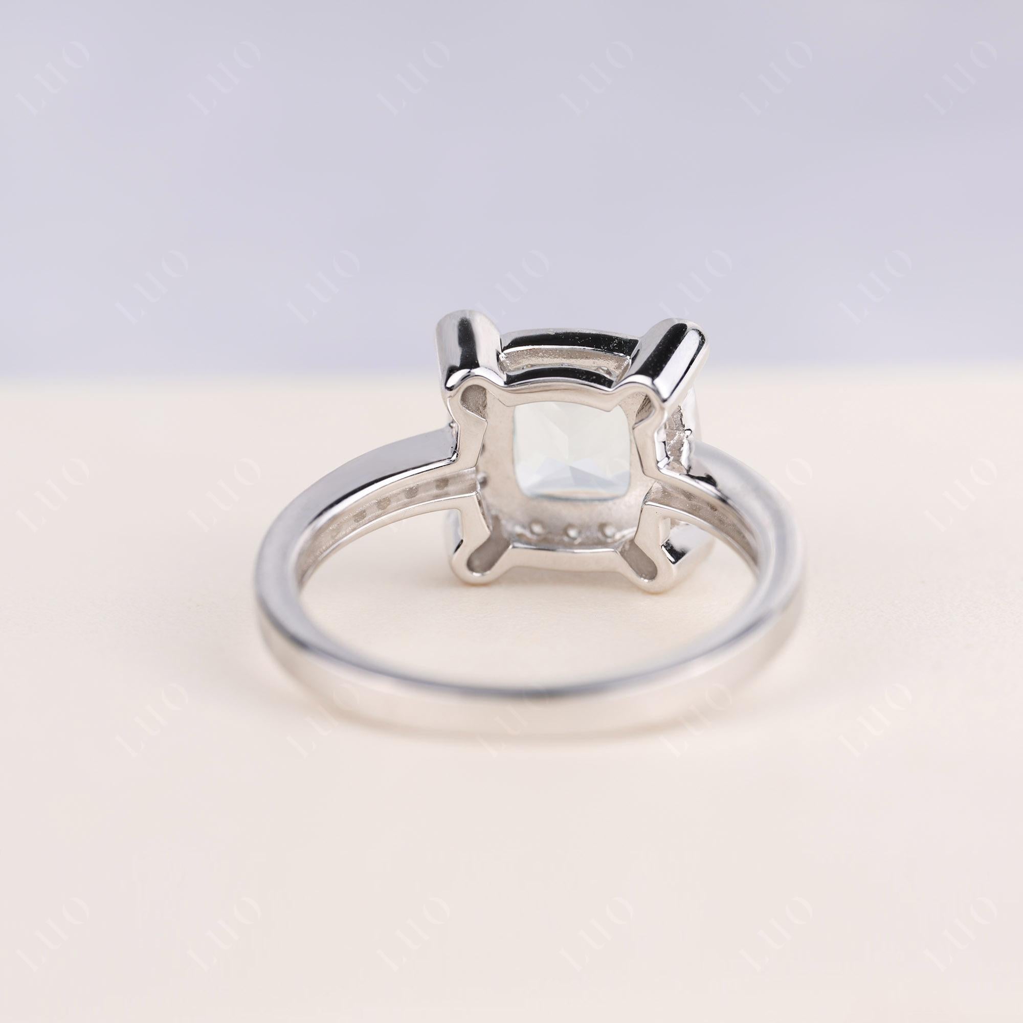 Princess Cut Aquamarine Halo Statement Ring - LUO Jewelry 