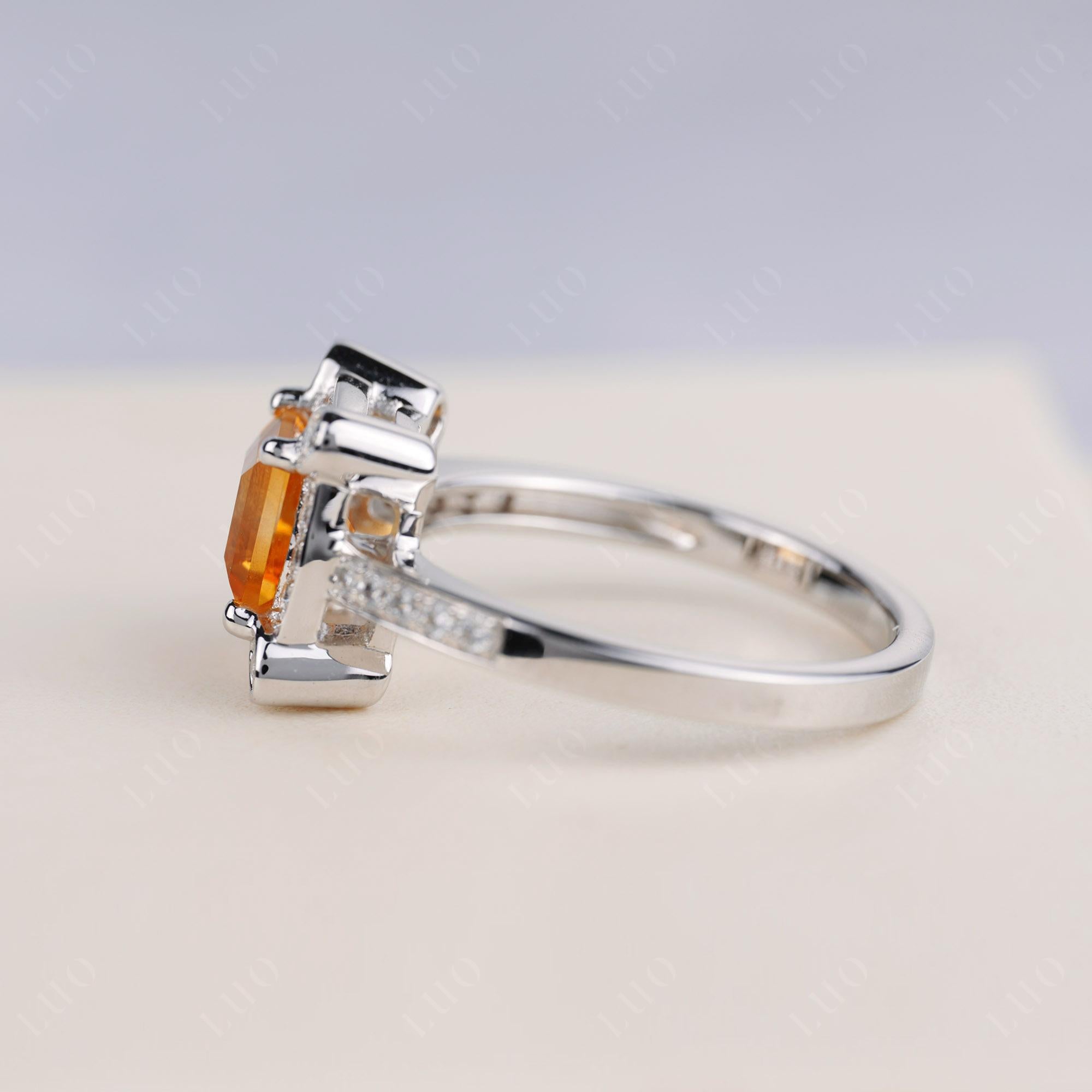 Princess Cut Citrine Halo Statement Ring - LUO Jewelry 