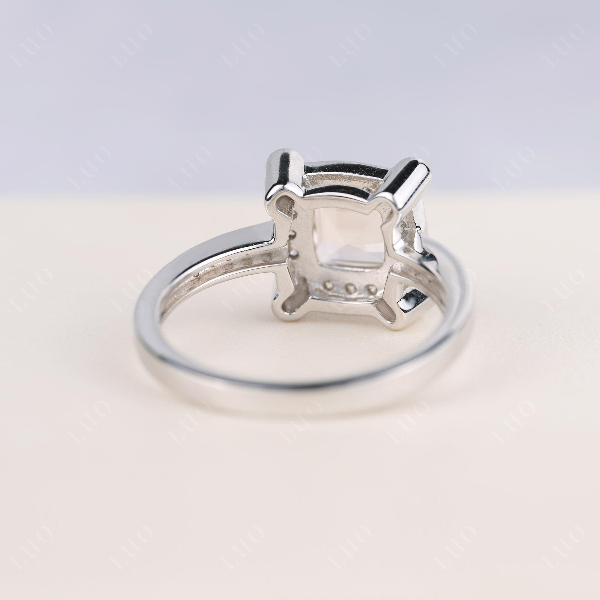 Princess Cut Morganite Halo Statement Ring - LUO Jewelry 