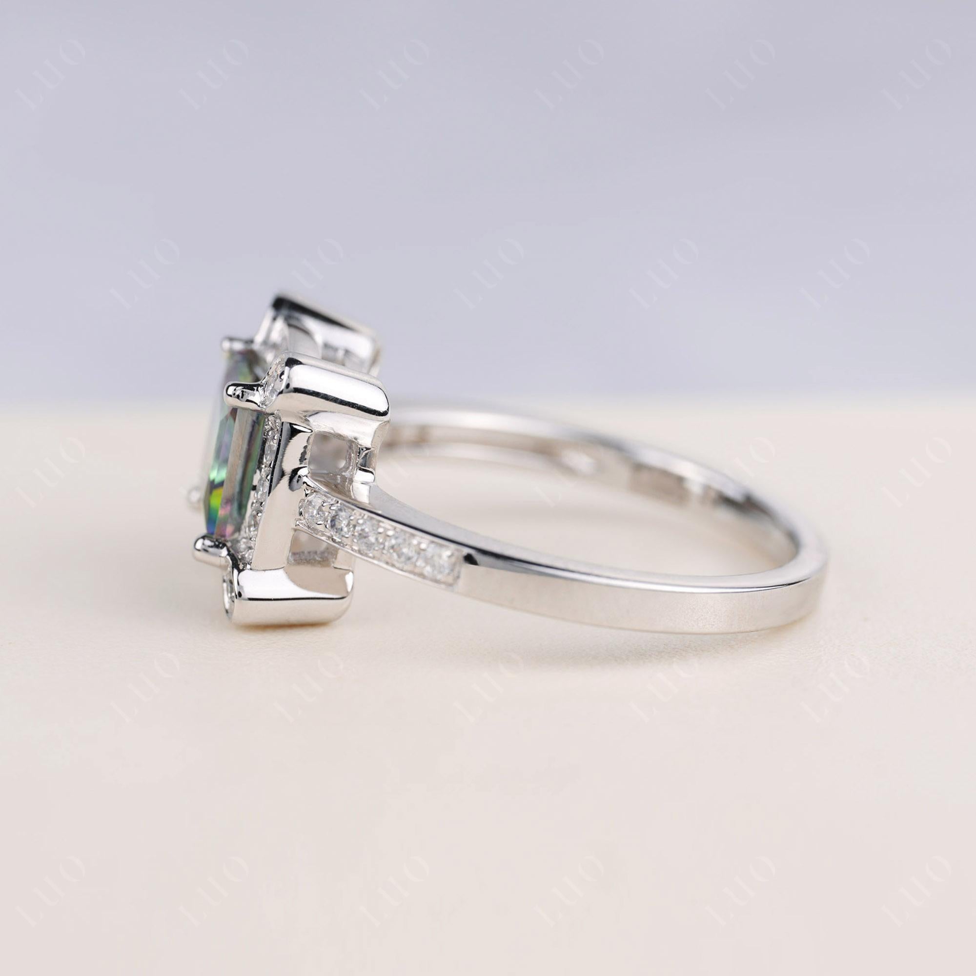 Princess Cut Mystic Topaz Halo Statement Ring - LUO Jewelry 