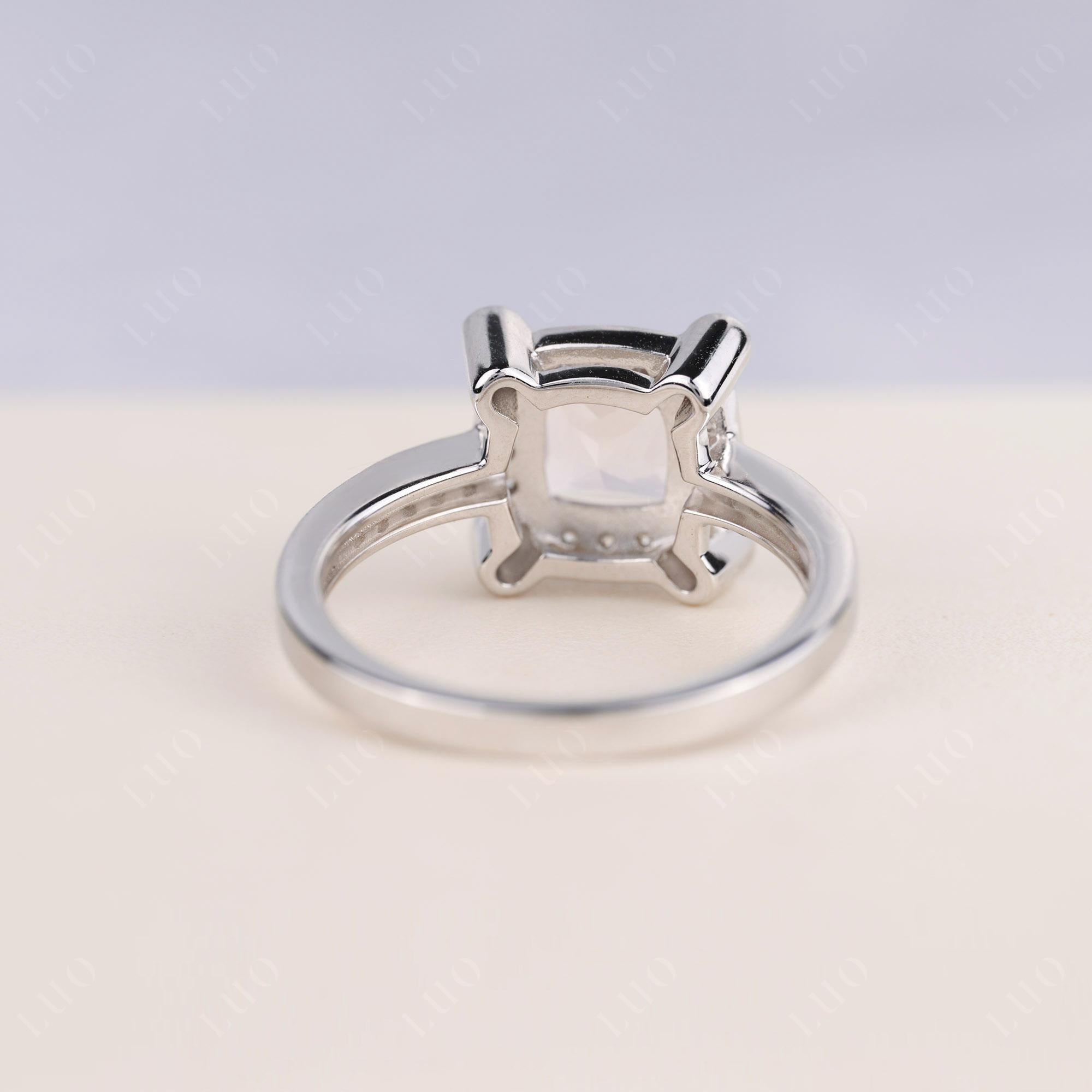 Princess Cut Rose Quartz Halo Statement Ring - LUO Jewelry 