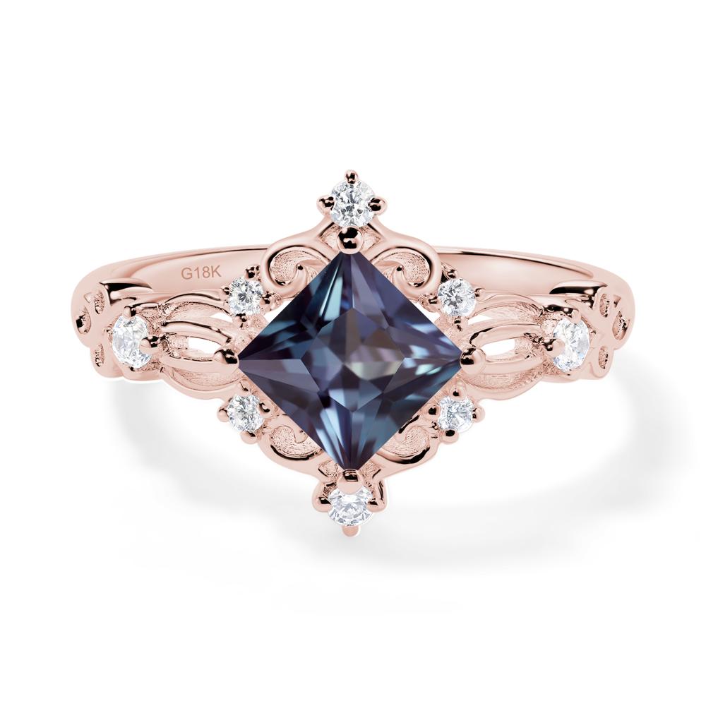 Princess Cut Alexandrite Art Deco Ring - LUO Jewelry #metal_18k rose gold