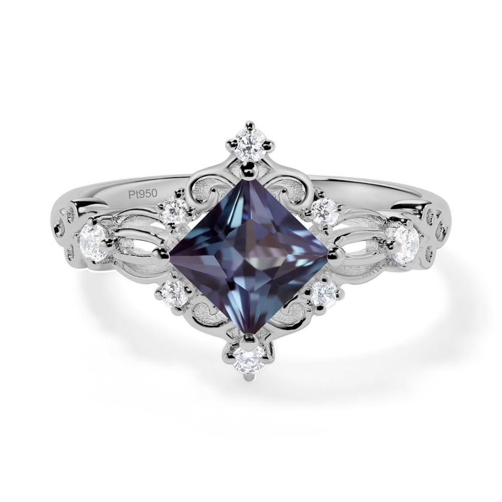 Princess Cut Alexandrite Art Deco Ring - LUO Jewelry #metal_platinum