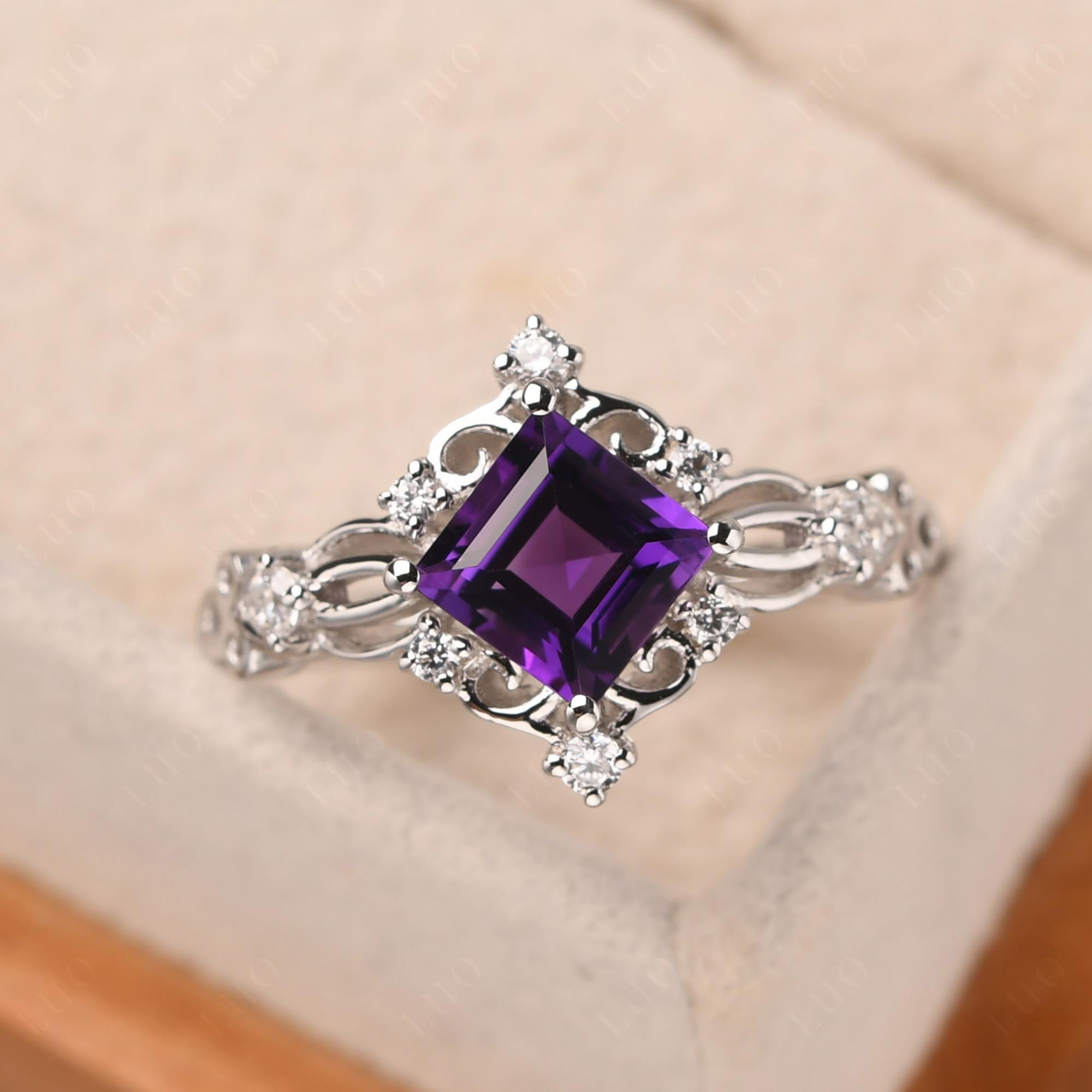 Amethyst Art Deco Ring - LUO Jewelry 