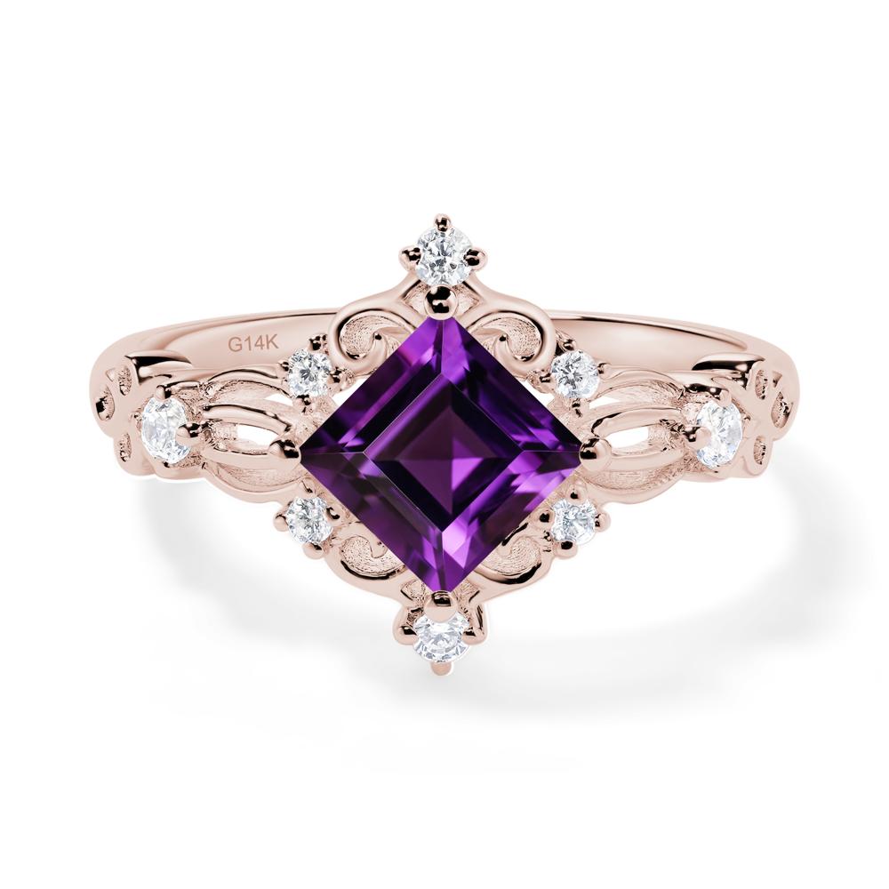 Amethyst Art Deco Ring - LUO Jewelry #metal_14k rose gold