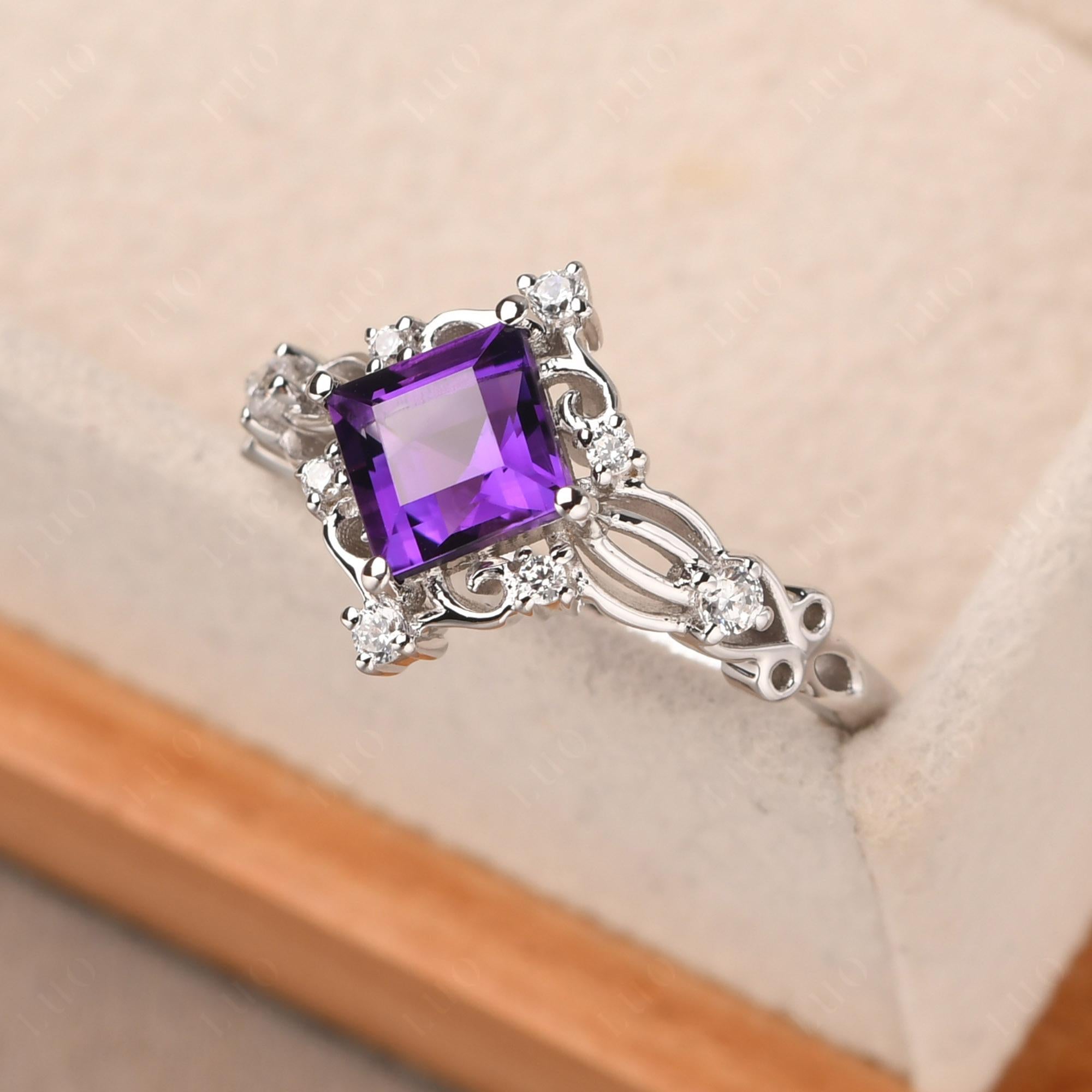 Amethyst Art Deco Ring - LUO Jewelry 