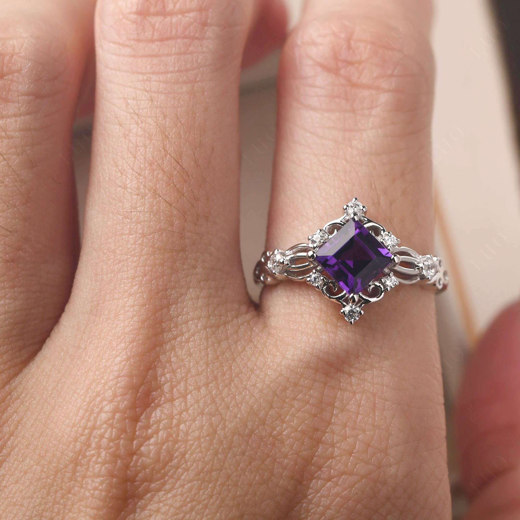 Amethyst Art Deco Ring - LUO Jewelry 