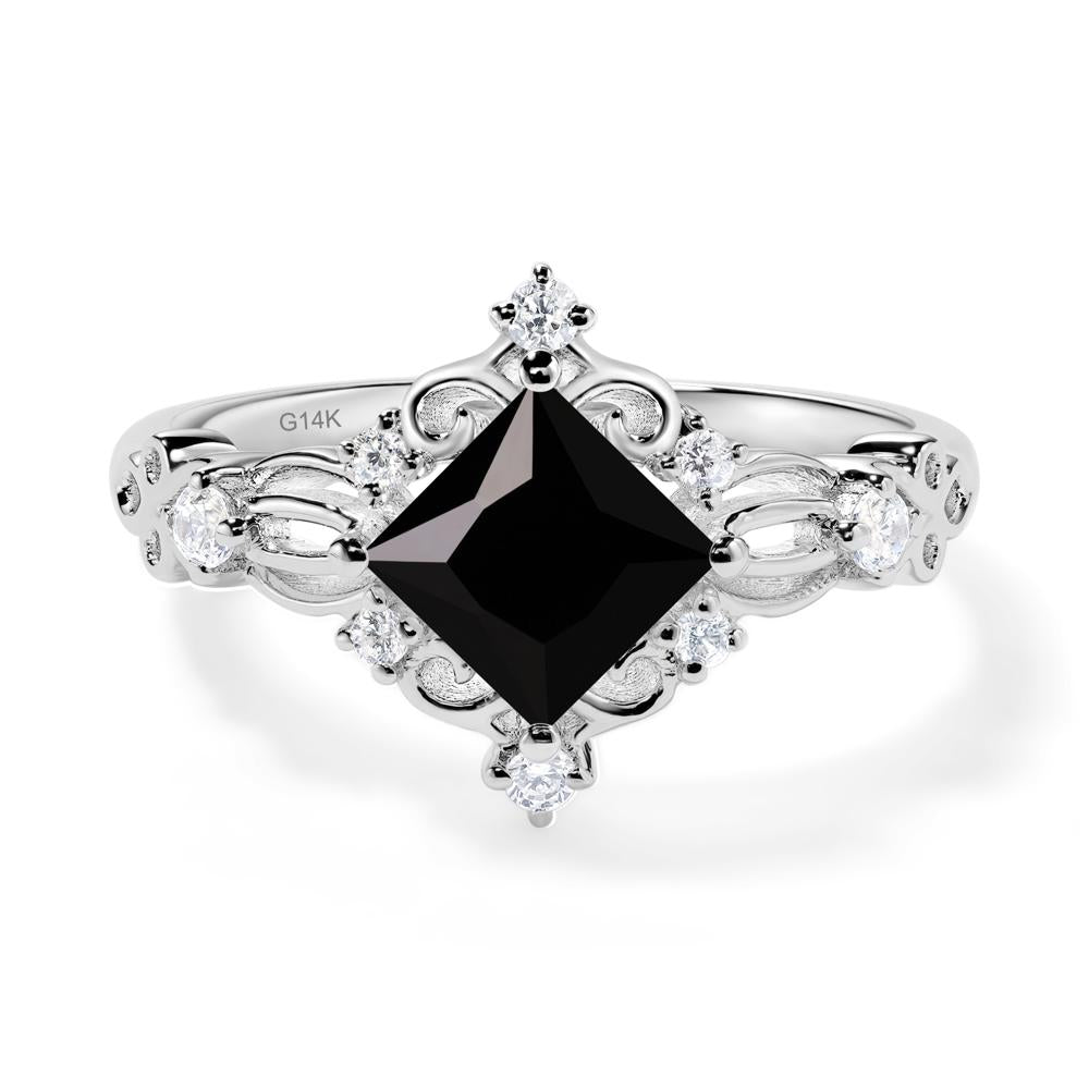 Starry Night Black Spinel Ring - LUO Jewelry #metal_14k white gold