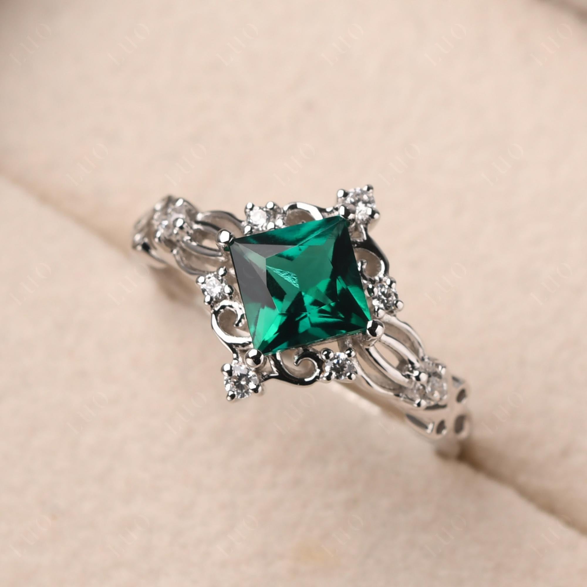 Emerald Art Deco Ring - LUO Jewelry 