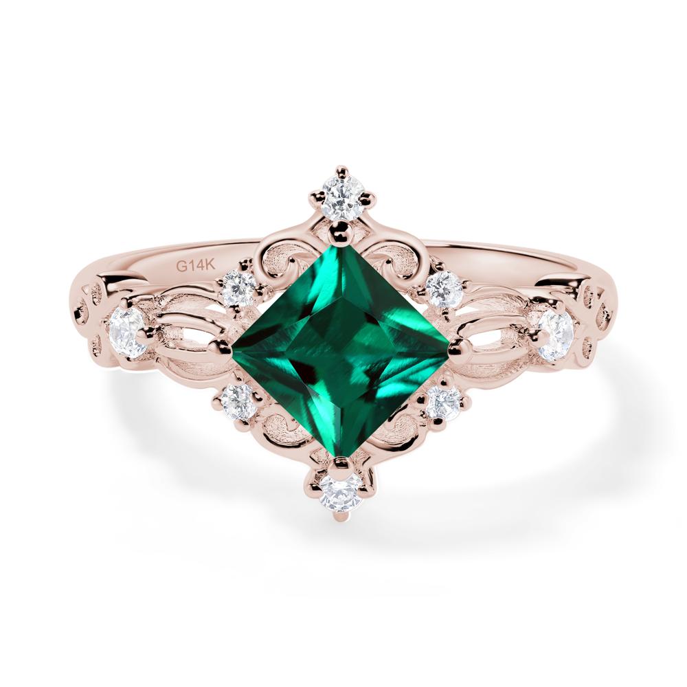 Emerald Art Deco Ring - LUO Jewelry #metal_14k rose gold