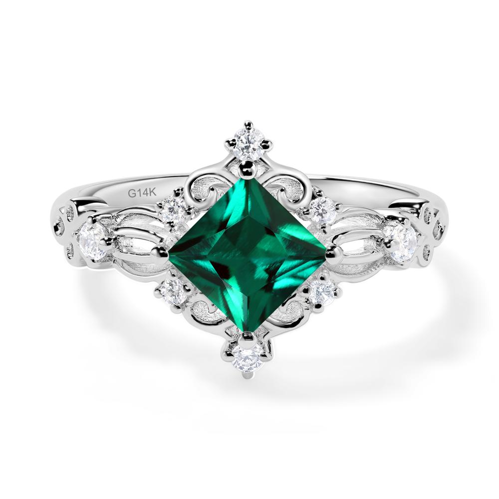 Emerald Art Deco Ring - LUO Jewelry #metal_14k white gold