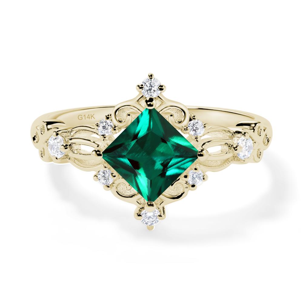 Emerald Art Deco Ring - LUO Jewelry #metal_14k yellow gold