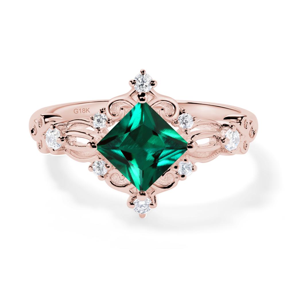 Emerald Art Deco Ring - LUO Jewelry #metal_18k rose gold