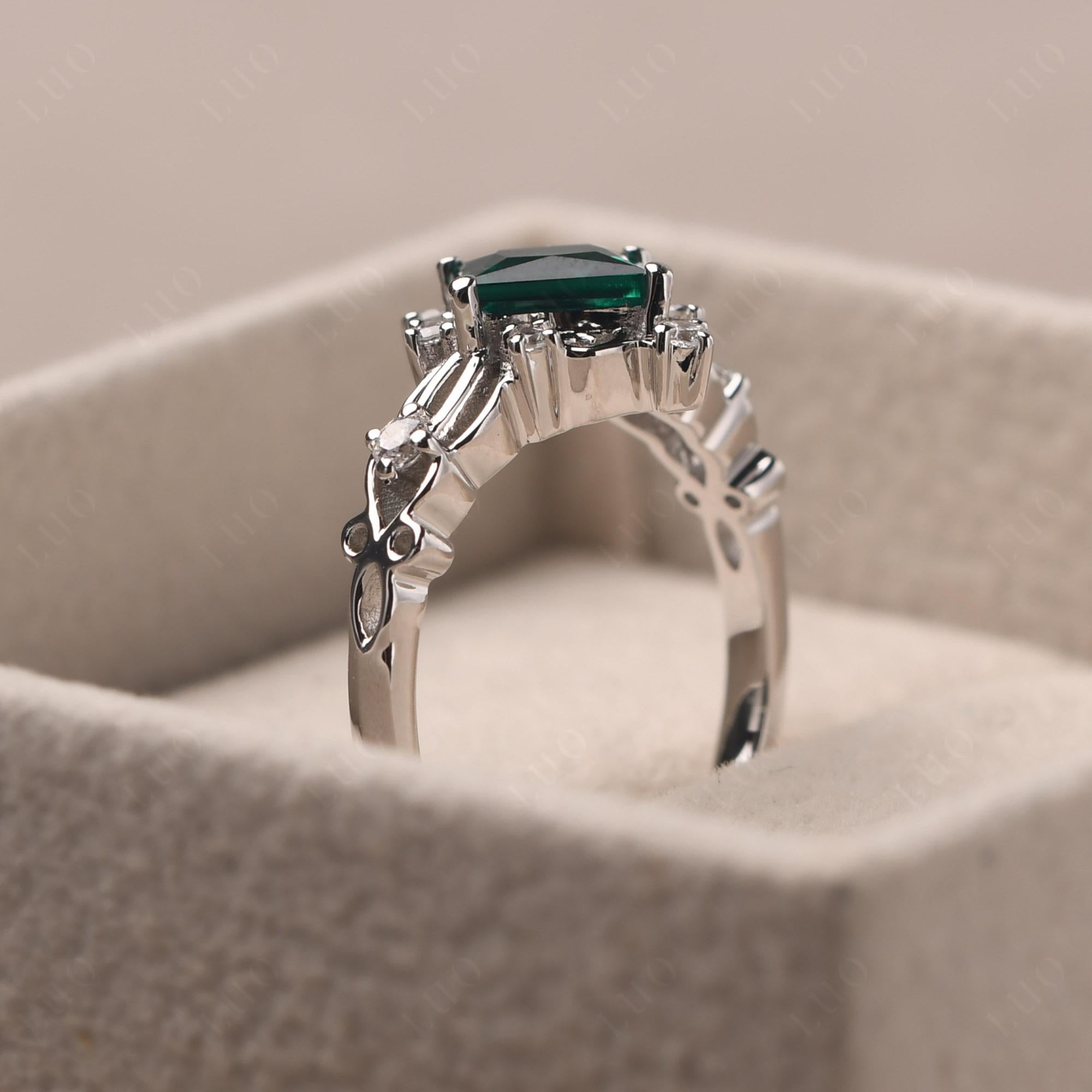 Emerald Art Deco Ring - LUO Jewelry 