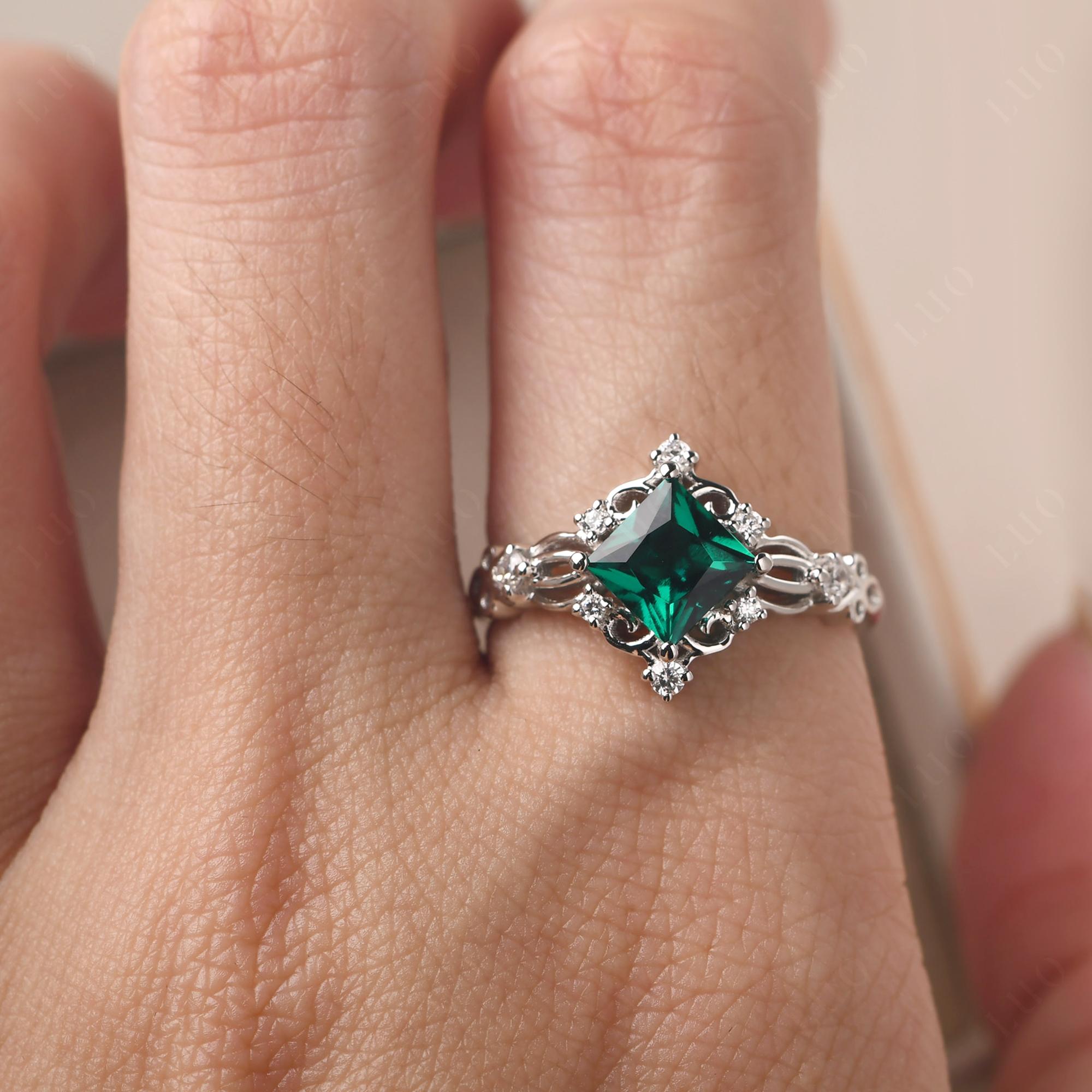 Emerald Art Deco Ring - LUO Jewelry 