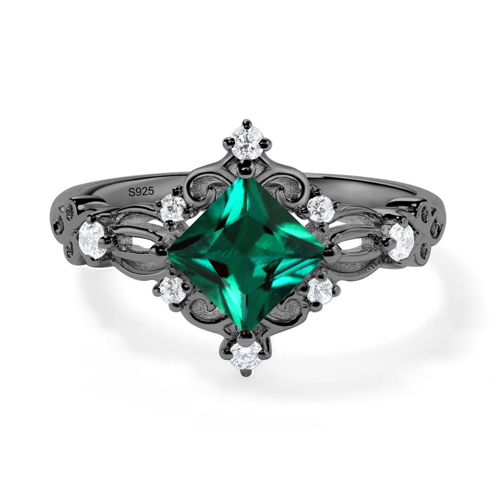 Emerald Art Deco Ring - LUO Jewelry #metal_black finish sterling silver