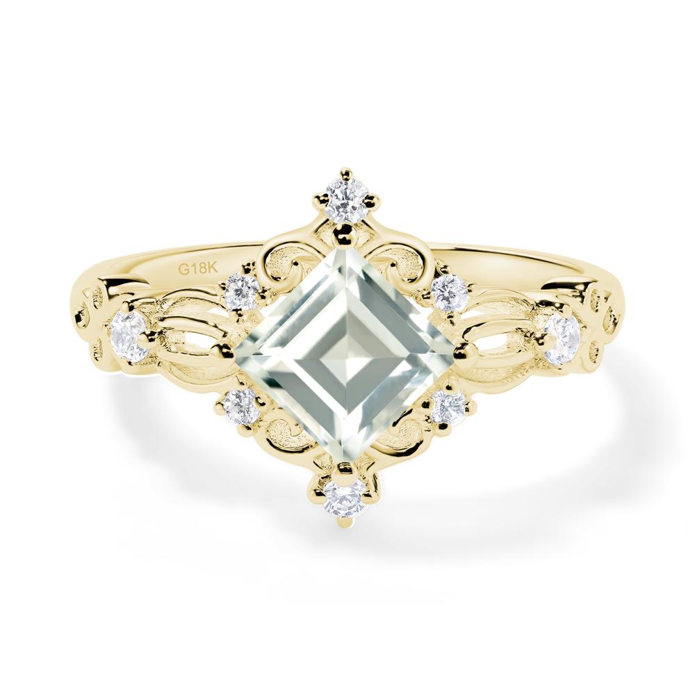 Square Cut Green Amethyst Art Deco Ring - LUO Jewelry #metal_18k yellow gold