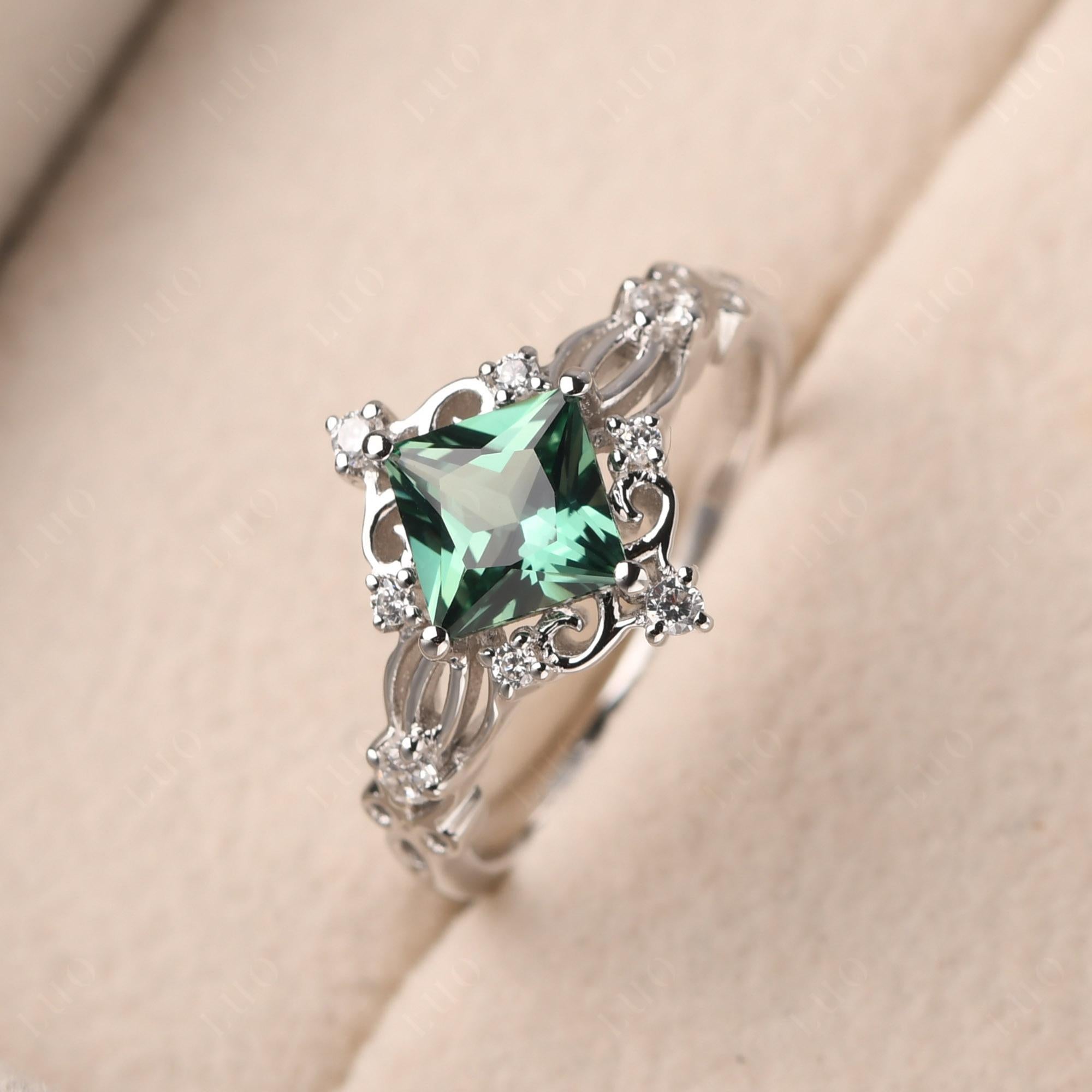 Green Sapphire Art Deco Ring - LUO Jewelry 