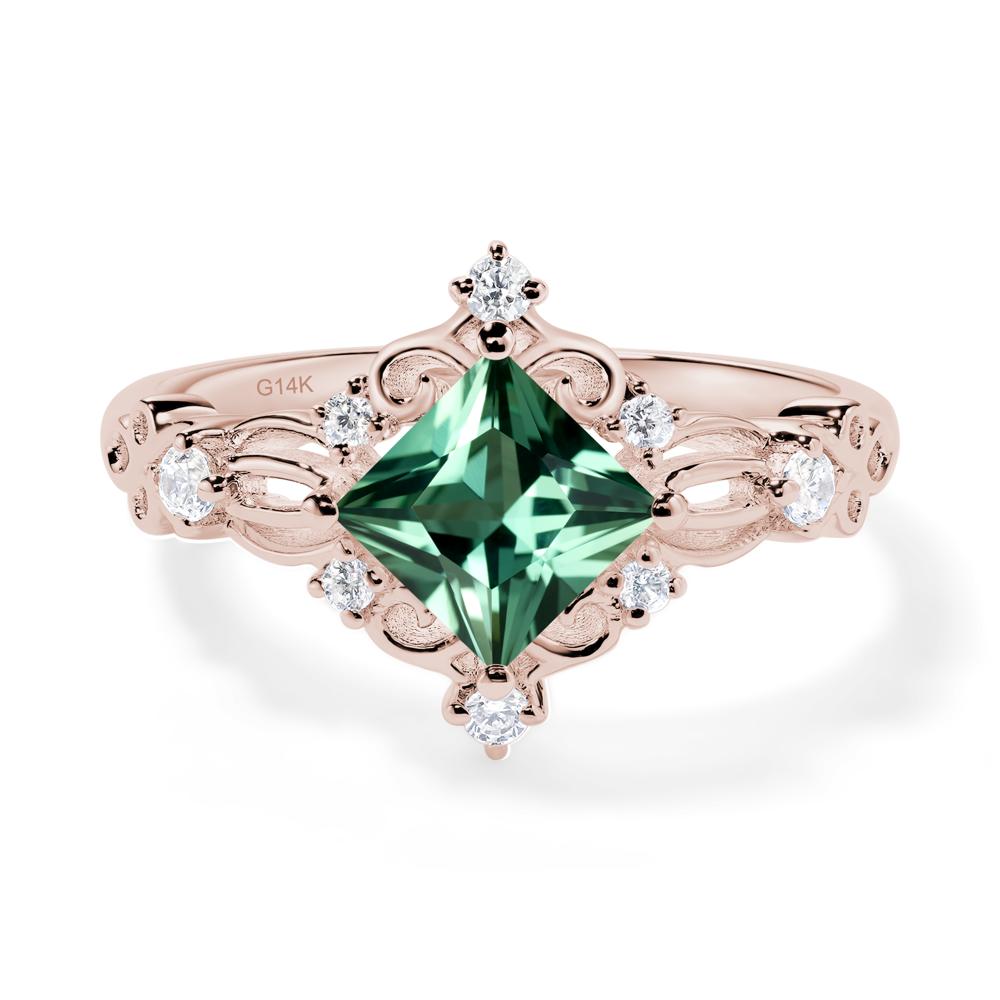 Green Sapphire Art Deco Ring - LUO Jewelry #metal_14k rose gold