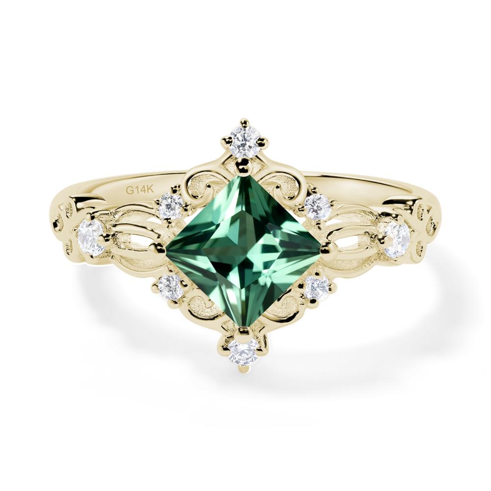 Green Sapphire Art Deco Ring - LUO Jewelry #metal_14k yellow gold