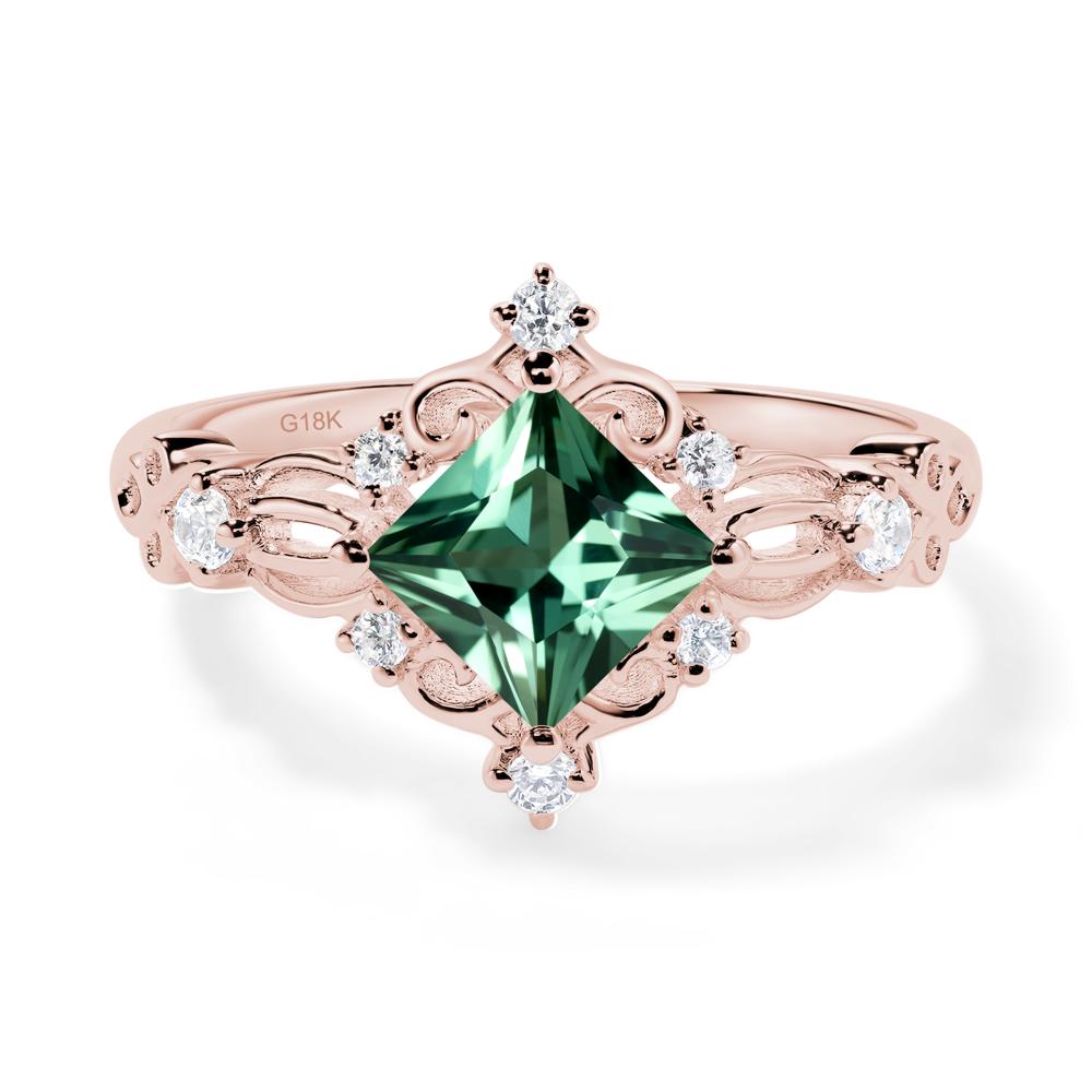 Green Sapphire Art Deco Ring - LUO Jewelry #metal_18k rose gold