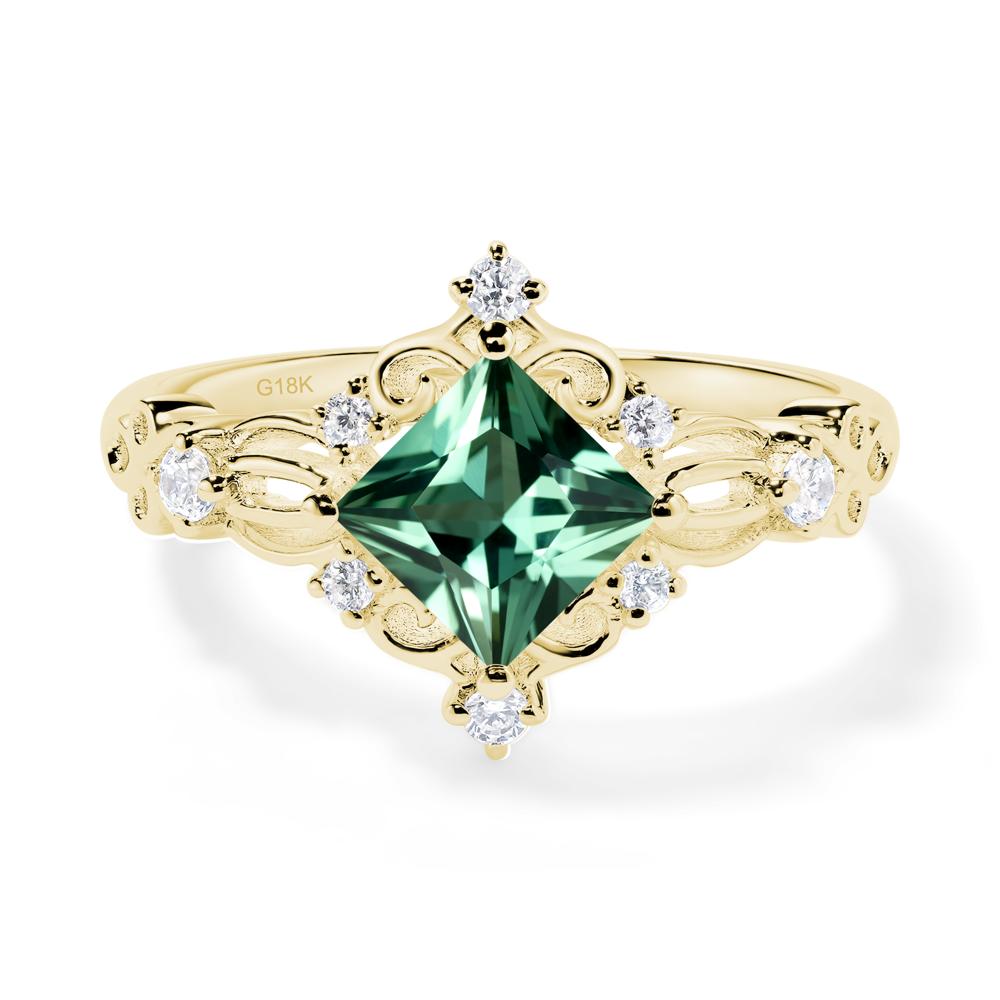 Green Sapphire Art Deco Ring - LUO Jewelry #metal_18k yellow gold