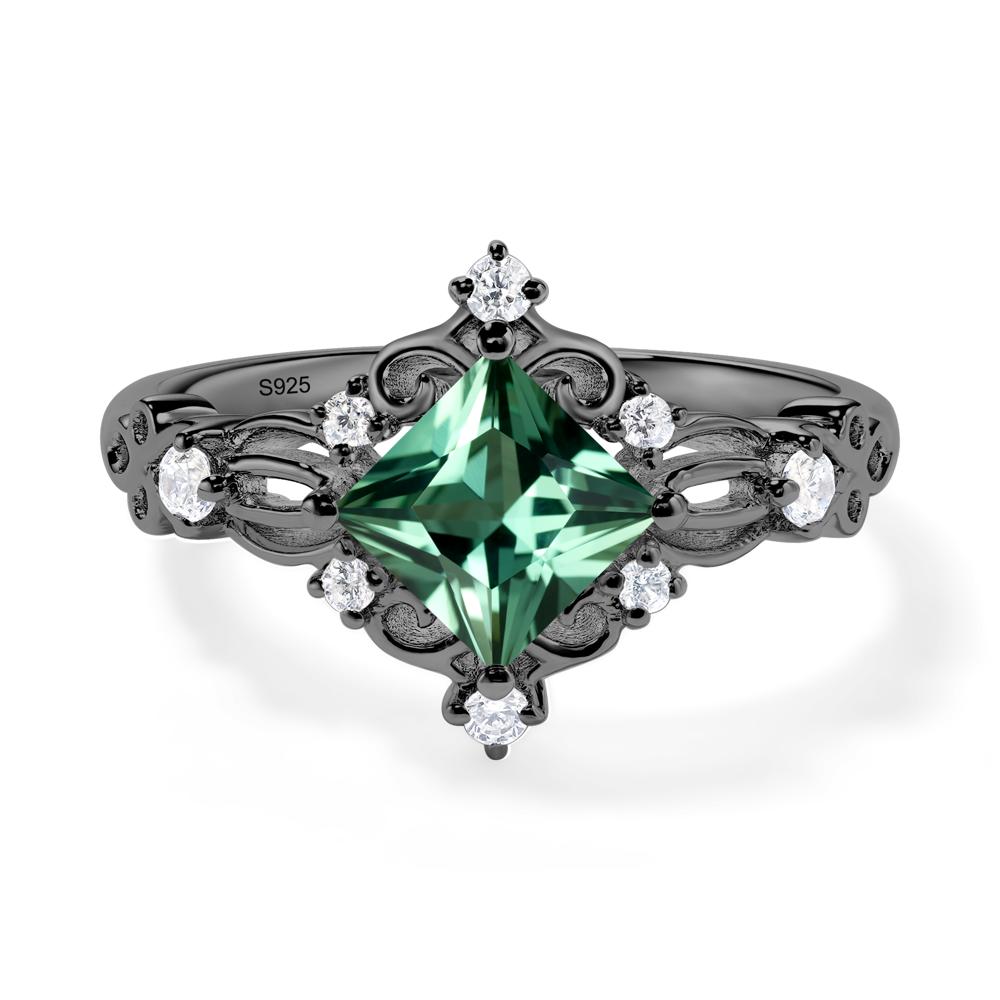 Green Sapphire Art Deco Ring - LUO Jewelry #metal_black finish sterling silver