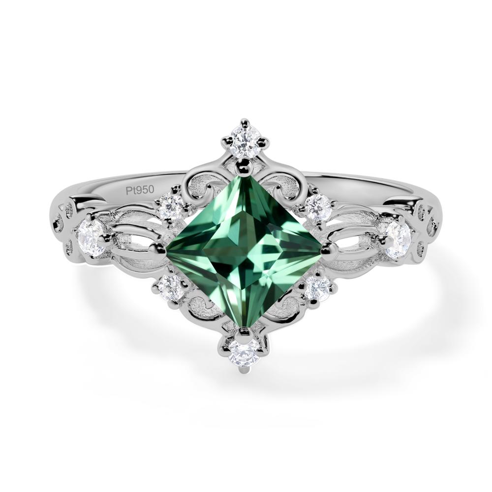 Green Sapphire Art Deco Ring - LUO Jewelry #metal_platinum