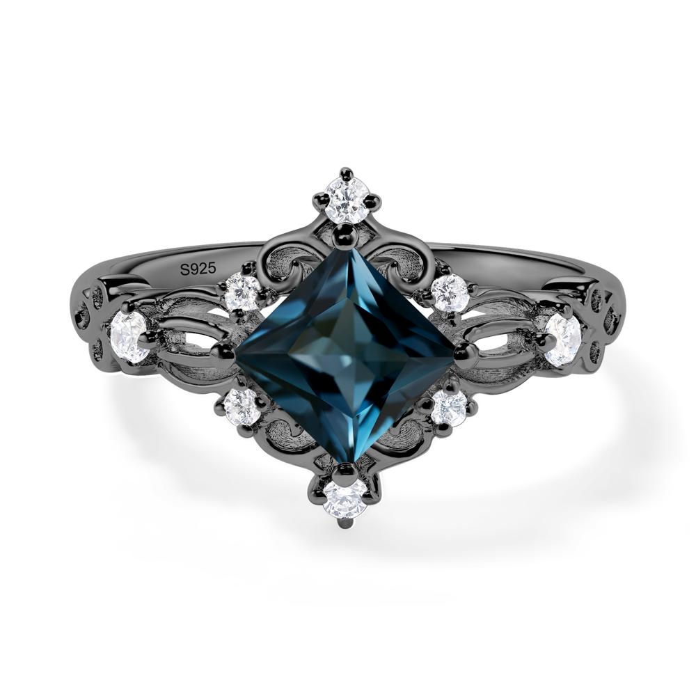 London Blue Topaz Sparkle Ring - LUO Jewelry #metal_black finish sterling silver