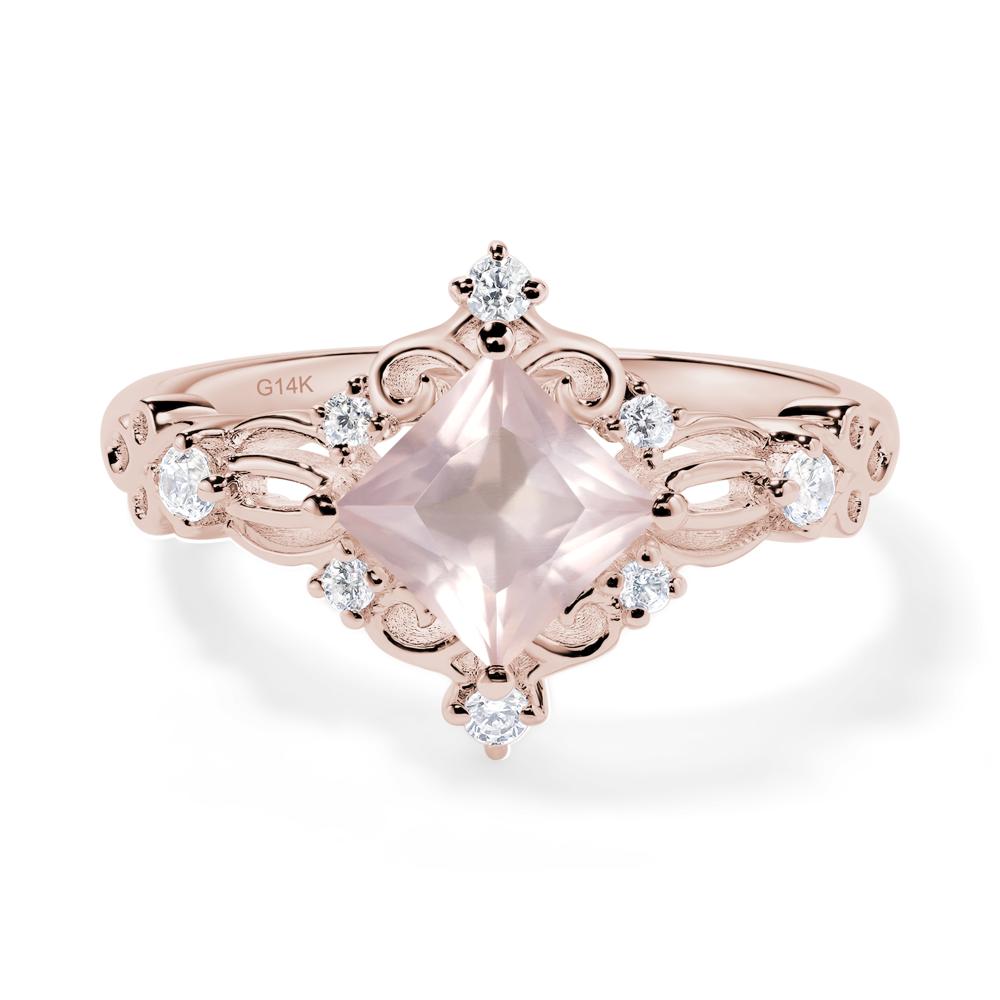 Rose Quartz Art Deco Ring - LUO Jewelry #metal_14k rose gold