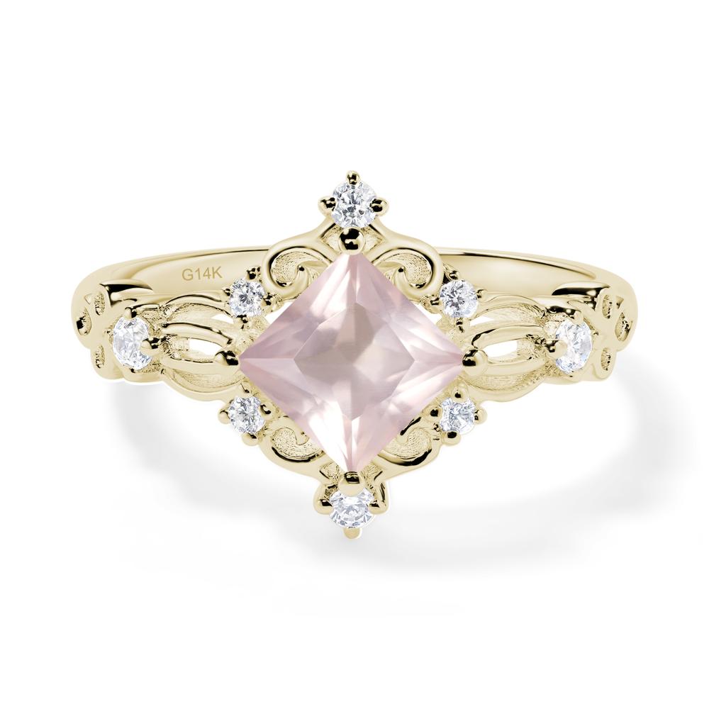 Rose Quartz Art Deco Ring - LUO Jewelry #metal_14k yellow gold