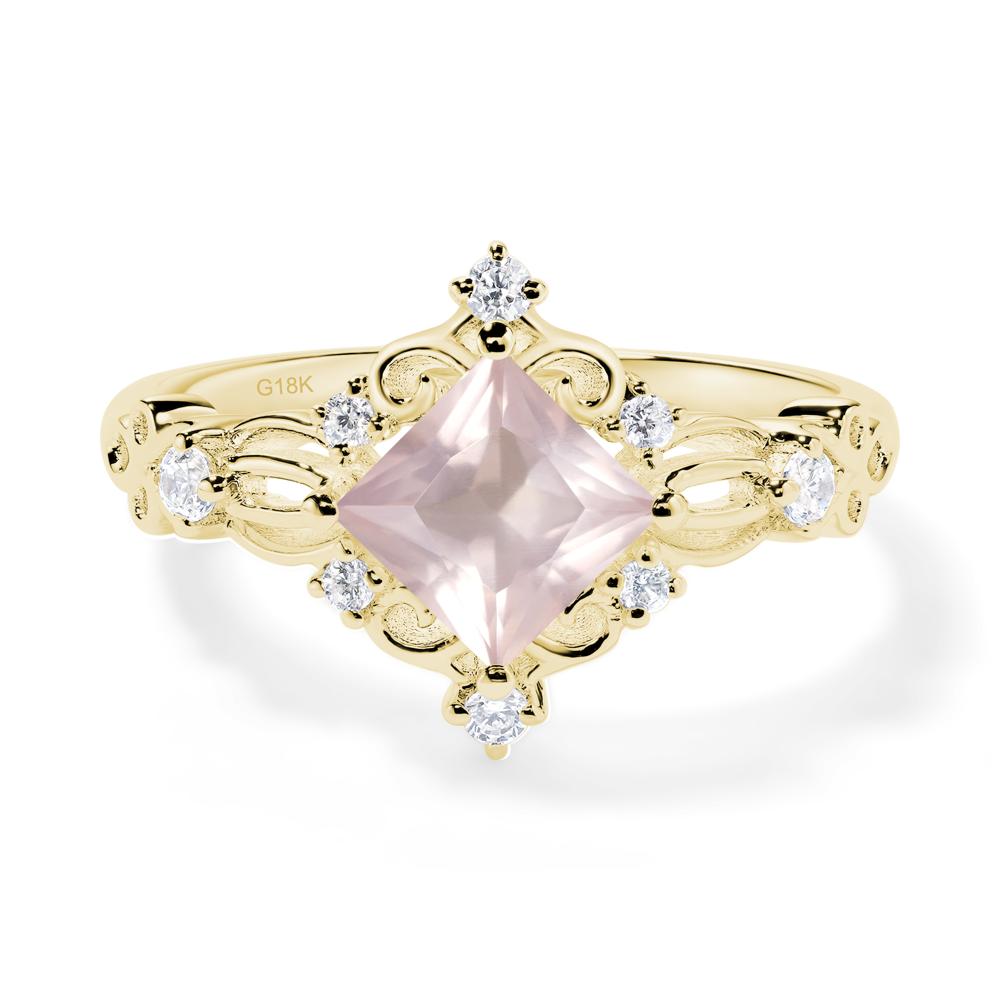 Rose Quartz Art Deco Ring - LUO Jewelry #metal_18k yellow gold