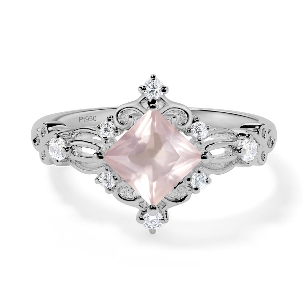 Rose Quartz Art Deco Ring - LUO Jewelry #metal_platinum