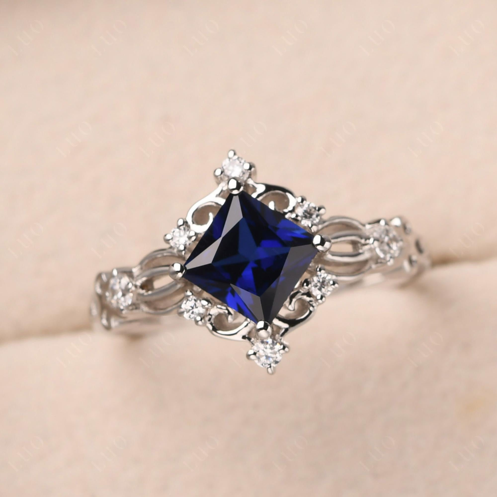 Sapphire Art Deco Ring - LUO Jewelry 