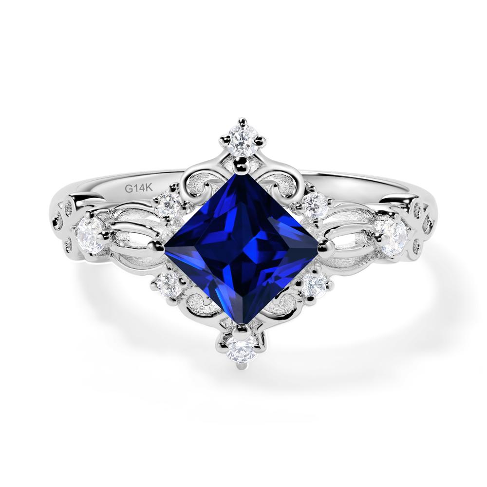 Sapphire Art Deco Ring - LUO Jewelry #metal_14k white gold